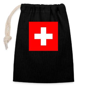 Schweiz - Verschließbarer Geschenkbeutel aus Baumwolle (14x20cm) - Schwarz - Vorne