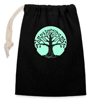 Arbre de vie - Sac cadeau en coton avec cordon (14 x 20 cm) - noir - Devant