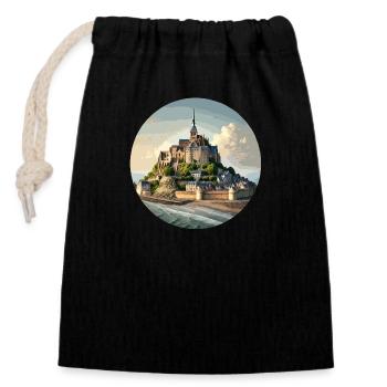 Mont Saint Michel, Normandie - Verschließbarer Geschenkbeutel aus Baumwolle (14x20cm) - Schwarz - Vorne