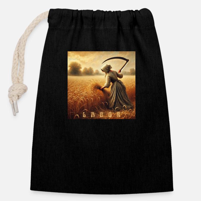 LABOR - Closable cotton gift bag (14x20cm) - black