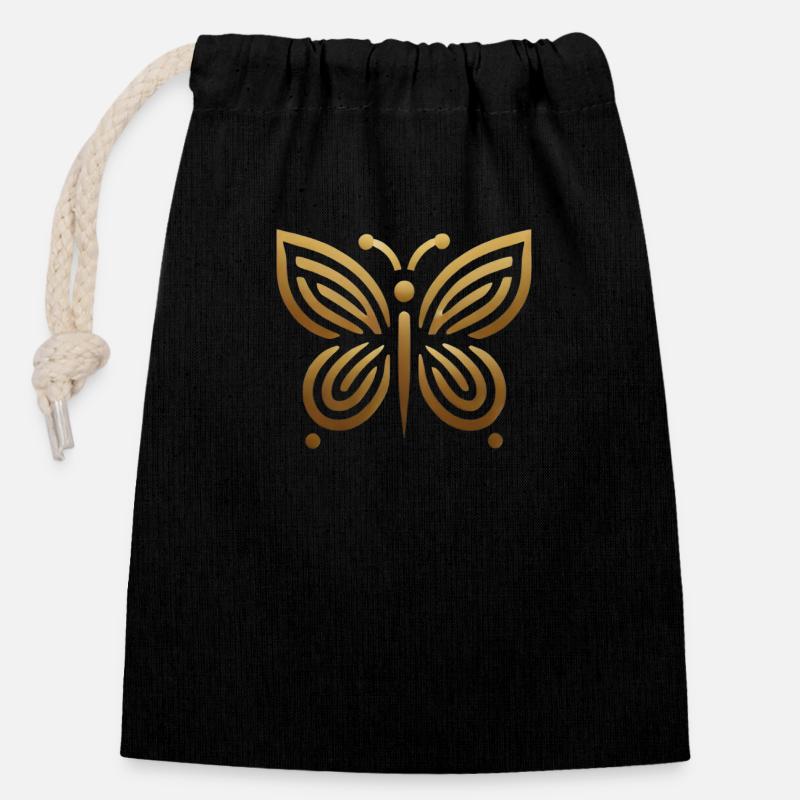 Schmetterling - Verschließbarer Geschenkbeutel aus Baumwolle (14x20cm) - Schwarz