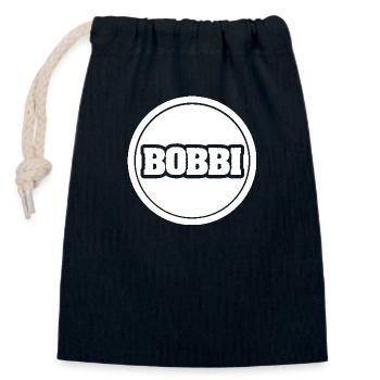 First name Bobbi - Closable cotton gift bag (14x20cm) - navy - Front