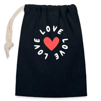 Logo - Love - Sac cadeau en coton avec cordon (14 x 20 cm) - bleu marine - Devant