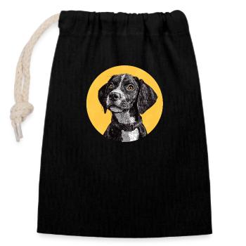 Chiot allemand à poil court - Sac cadeau en coton avec cordon (14 x 20 cm) - noir - Devant