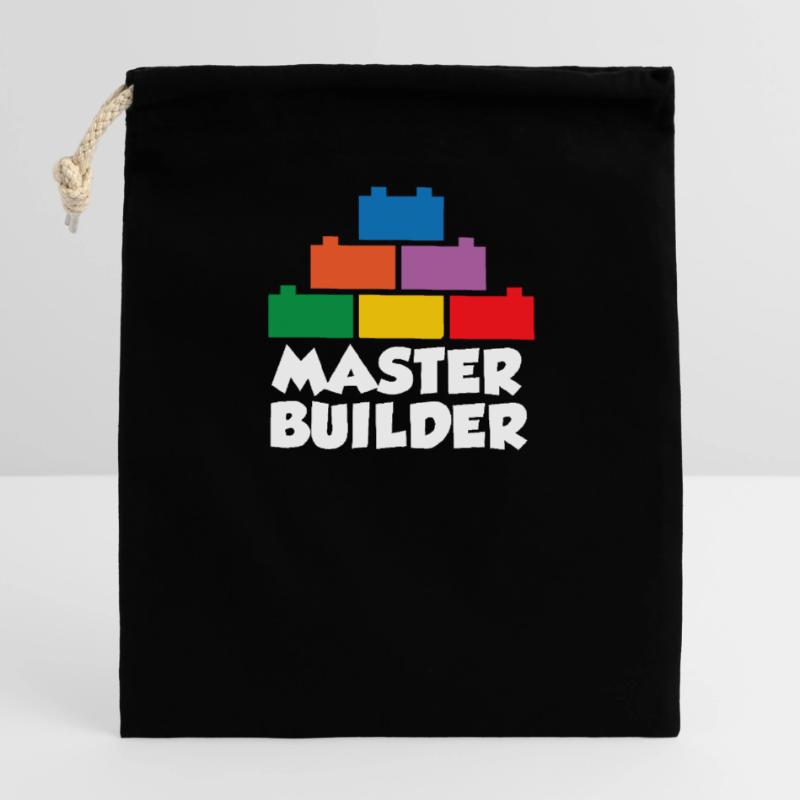 Constructeur de briques Jouets Blocs Blocs de serrage Briques Sac cadeau en coton avec cordon (14 x 20 cm)