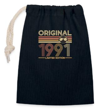 1991 - Closable cotton gift bag (14x20cm) - navy - Front