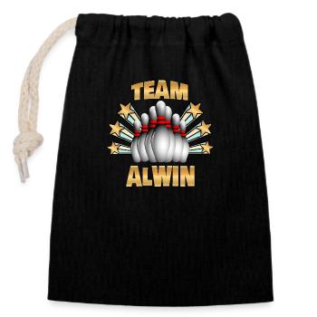 Alwin as bowling - Closable cotton gift bag (14x20cm) - black - Front