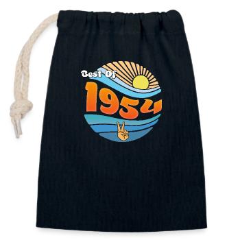 Timeless 1954 – Célébration de 71 années merveilleuses - Sac cadeau en coton avec cordon (14 x 20 cm) - bleu marine - Devant