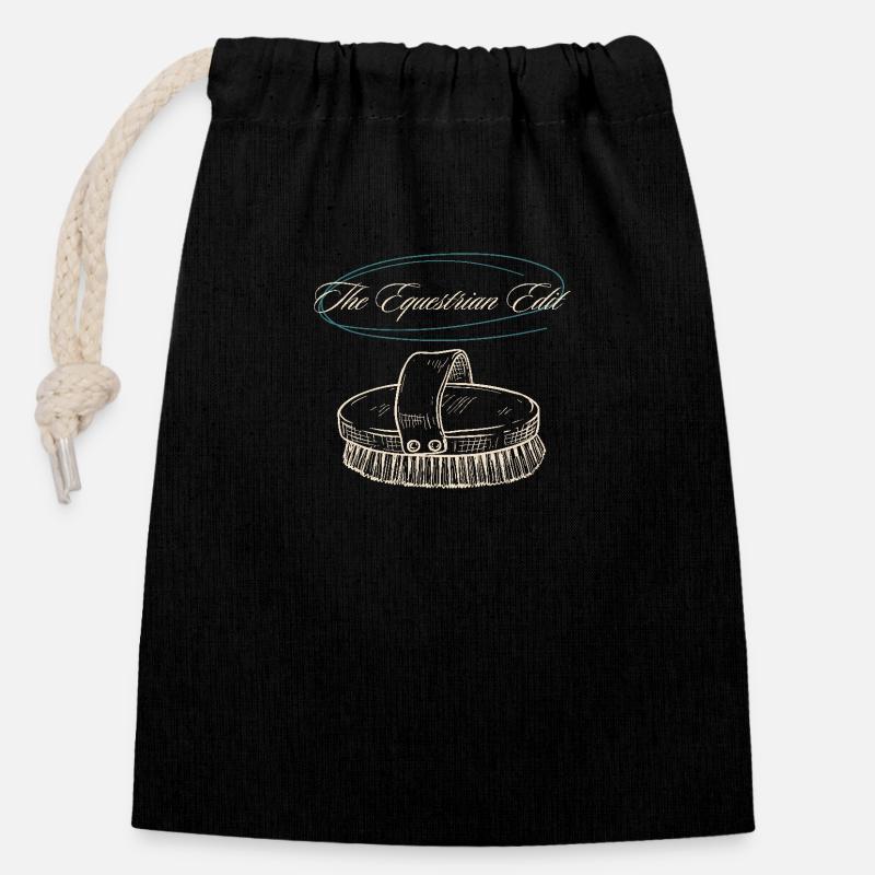 Brosse à cheval L’équitation Modifier - Sac cadeau en coton avec cordon (14 x 20 cm) - noir