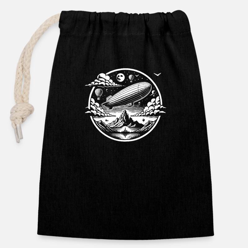 Airship Logo - Closable cotton gift bag (14x20cm) - black