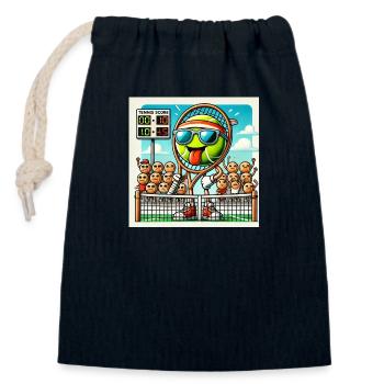Tennis raquette roland humour score - Sac cadeau en coton avec cordon (14 x 20 cm) - bleu marine - Devant