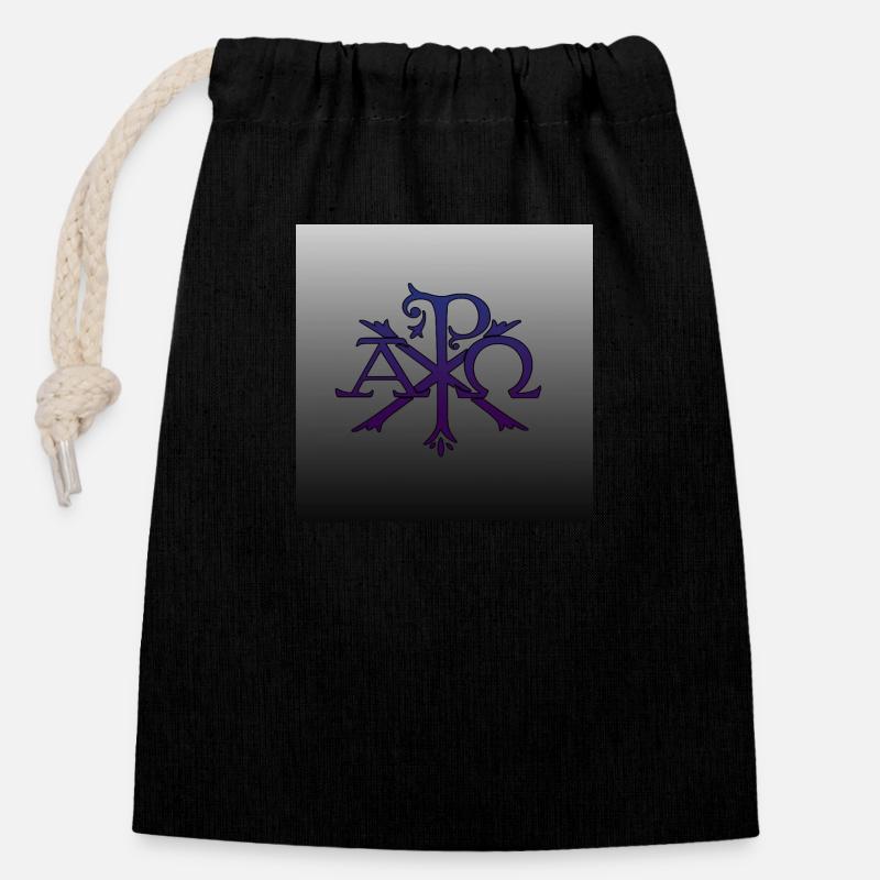 Alpha and Omega - Closable cotton gift bag (14x20cm) - black