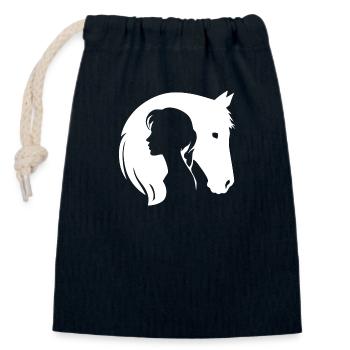 Equestrian Elegance - Closable cotton gift bag (14x20cm) - navy - Front
