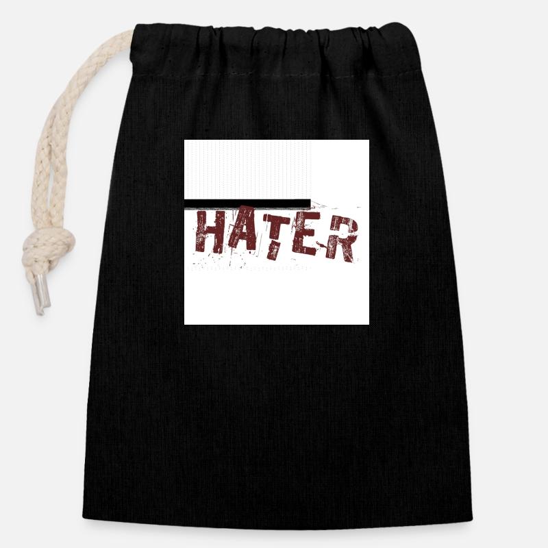 Hater - Closable cotton gift bag (14x20cm) - black