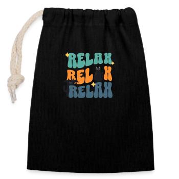 Relax Cat Cat Friends Funny Saying Gift - Closable cotton gift bag (14x20cm) - black - Front