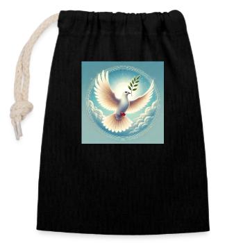Peace - Closable cotton gift bag (14x20cm) - black - Front
