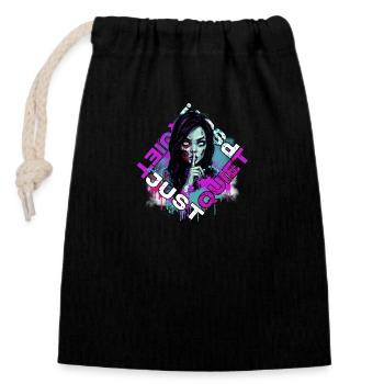 JustBeQuiet - EnrolDesign - Closable cotton gift bag (14x20cm) - black - Front