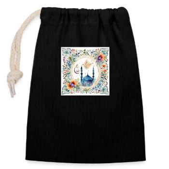 Ramadan Islam Design Mubarak - Closable cotton gift bag (14x20cm) - black - Front