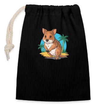 Ambiance Quokka Beachy - Sac cadeau en coton avec cordon (14 x 20 cm) - noir - Devant
