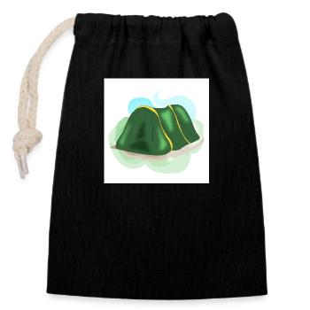 Camping-Zelt - Verschließbarer Geschenkbeutel aus Baumwolle (14x20cm) - Schwarz - Vorne