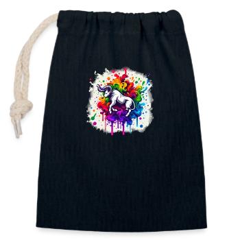 Zodiac: Taurus - Closable cotton gift bag (14x20cm) - navy - Front