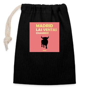 Madrid, Espagne - Sac cadeau en coton avec cordon (14 x 20 cm) - noir - Devant