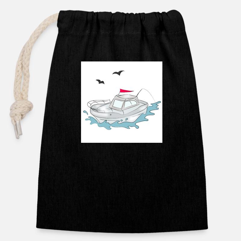 Fun Yacht - Closable cotton gift bag (14x20cm) - black