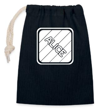 Alice comme prénom de fille - Sac cadeau en coton avec cordon (14 x 20 cm) - bleu marine - Devant