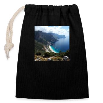 Landscape - Closable cotton gift bag (14x20cm) - black - Front