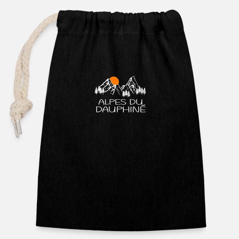 Alpes du Dauphine - Sac cadeau en coton avec cordon (14 x 20 cm) - noir
