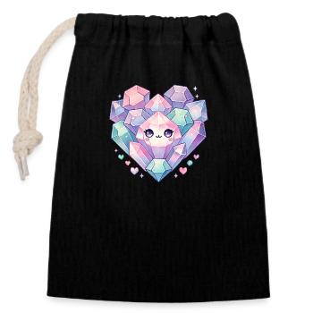 Cristaux - Sac cadeau en coton avec cordon (14 x 20 cm) - noir - Devant