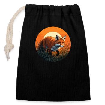 Renard au coucher du soleil - Sac cadeau en coton avec cordon (14 x 20 cm) - noir - Devant