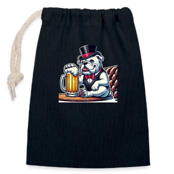 Mr. President – Best Beer Ever! - Closable cotton gift bag (14x20cm) - navy - Front
