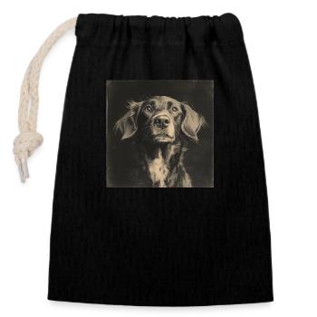 Black Animals - Cute Dog - Verschließbarer Geschenkbeutel aus Baumwolle (14x20cm) - Schwarz - Vorne