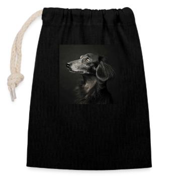 Black Animals - Old Dog - Closable cotton gift bag (14x20cm) - black - Front