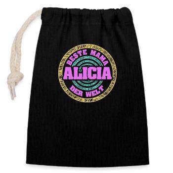 Geschenk für Alicia - Verschließbarer Geschenkbeutel aus Baumwolle (14x20cm) - Schwarz - Vorne