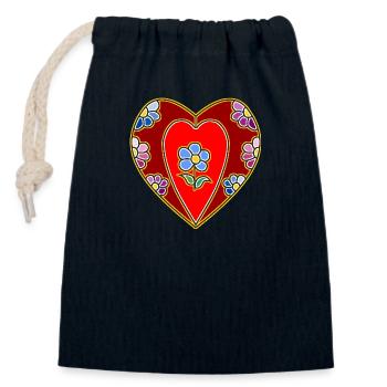 Herz - Verschließbarer Geschenkbeutel aus Baumwolle (14x20cm) - Navy - Vorne