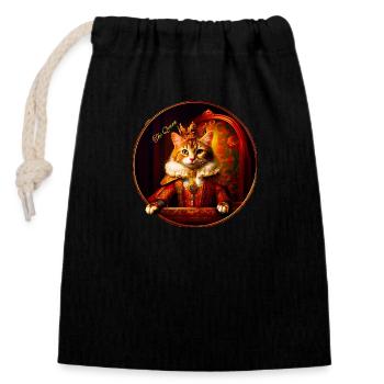 Reine des chats - Sac cadeau en coton avec cordon (14 x 20 cm) - noir - Devant