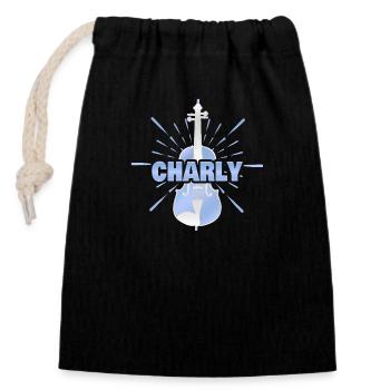 Charly - Sac cadeau en coton avec cordon (14 x 20 cm) - noir - Devant