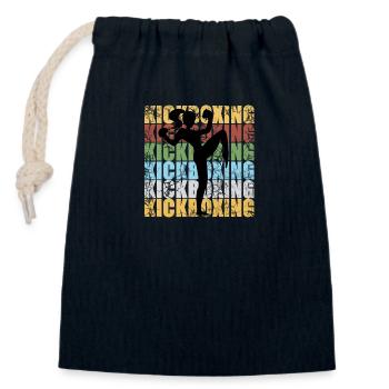 KICK BOXING femme grand sport - Sac cadeau en coton avec cordon (14 x 20 cm) - bleu marine - Devant