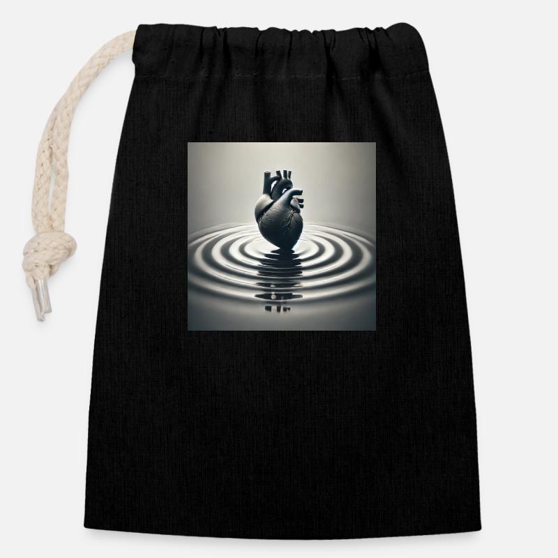 Sunken - Closable cotton gift bag (14x20cm) - black