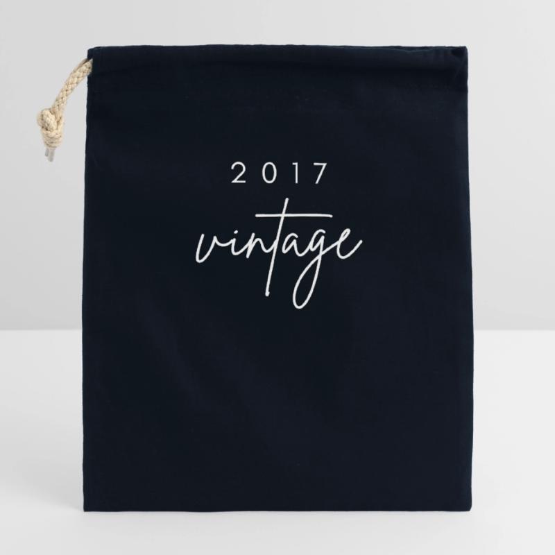 Vintage 2017 Anniversary Closable cotton gift bag (14x20cm)