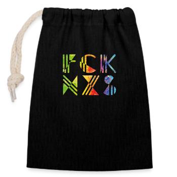 FCK NZS - Closable cotton gift bag (14x20cm) - black - Front