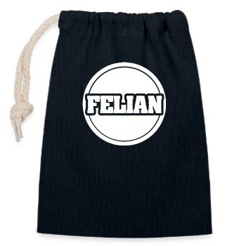 First name Felian - Closable cotton gift bag (14x20cm) - navy - Front