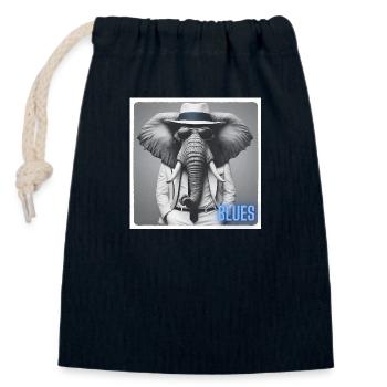 Elefant mit Anzug und Sonnenbrille - Verschließbarer Geschenkbeutel aus Baumwolle (14x20cm) - Navy - Vorne