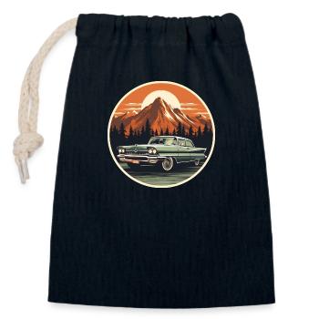 Retro US Car Vintage - Verschließbarer Geschenkbeutel aus Baumwolle (14x20cm) - Navy - Vorne