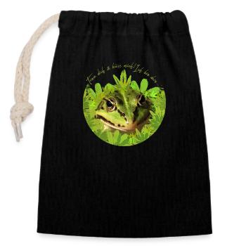Frog Prince King Kiss Me - Closable cotton gift bag (14x20cm) - black - Front