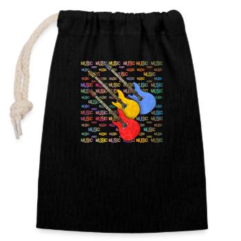 Guitares - Sac cadeau en coton avec cordon (14 x 20 cm) - noir - Devant