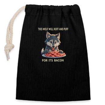 Bacon lover - Closable cotton gift bag (14x20cm) - black - Front
