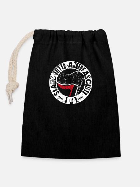 Siamo Tutti Antifascisti 161 - Verschließbarer Geschenkbeutel aus Baumwolle (14x20cm) - Schwarz